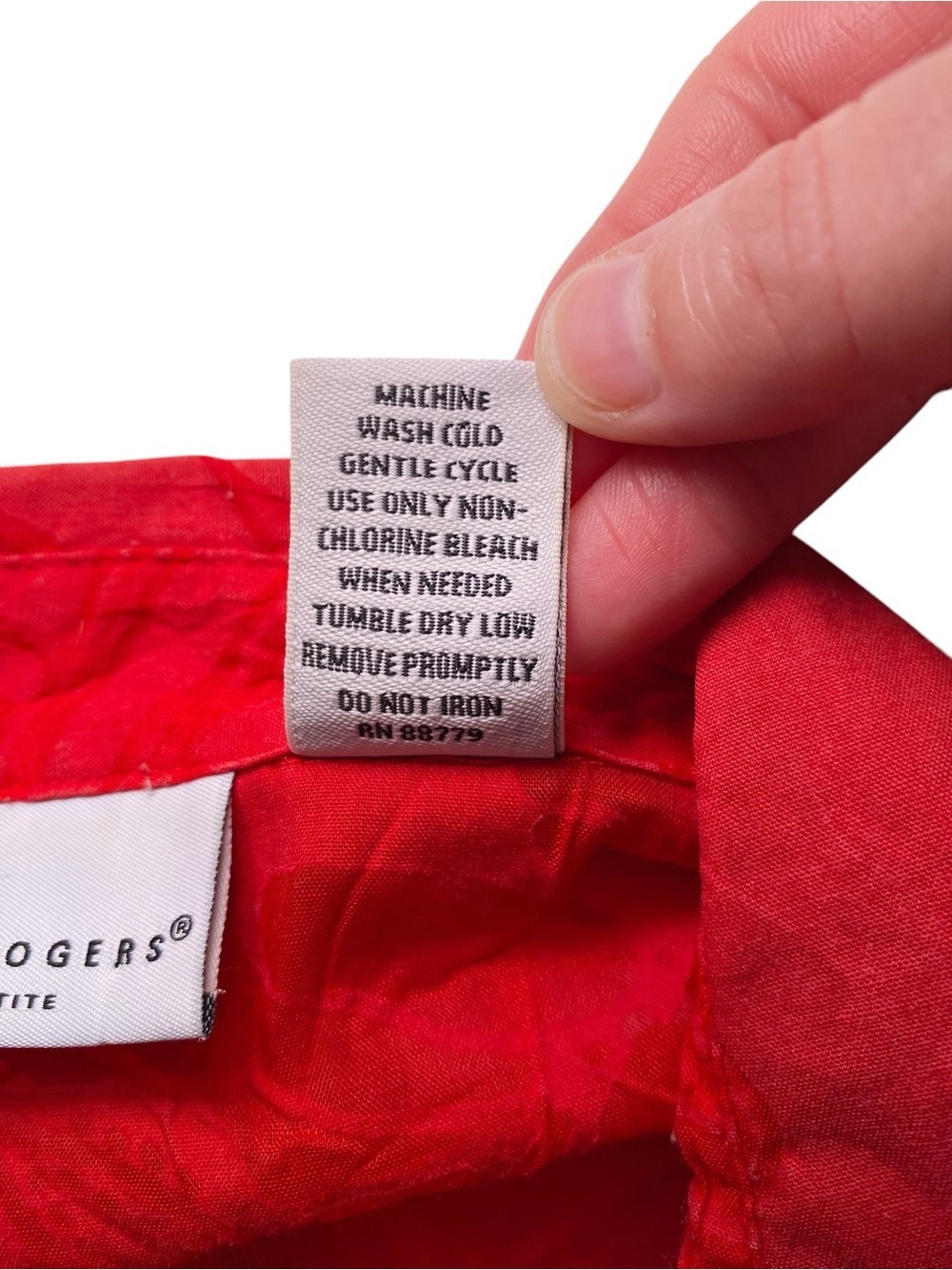 Kim Rogers Vintage Y2K Red Crinkle Texture Button Front Collared Blouse - Picture 9 of 12